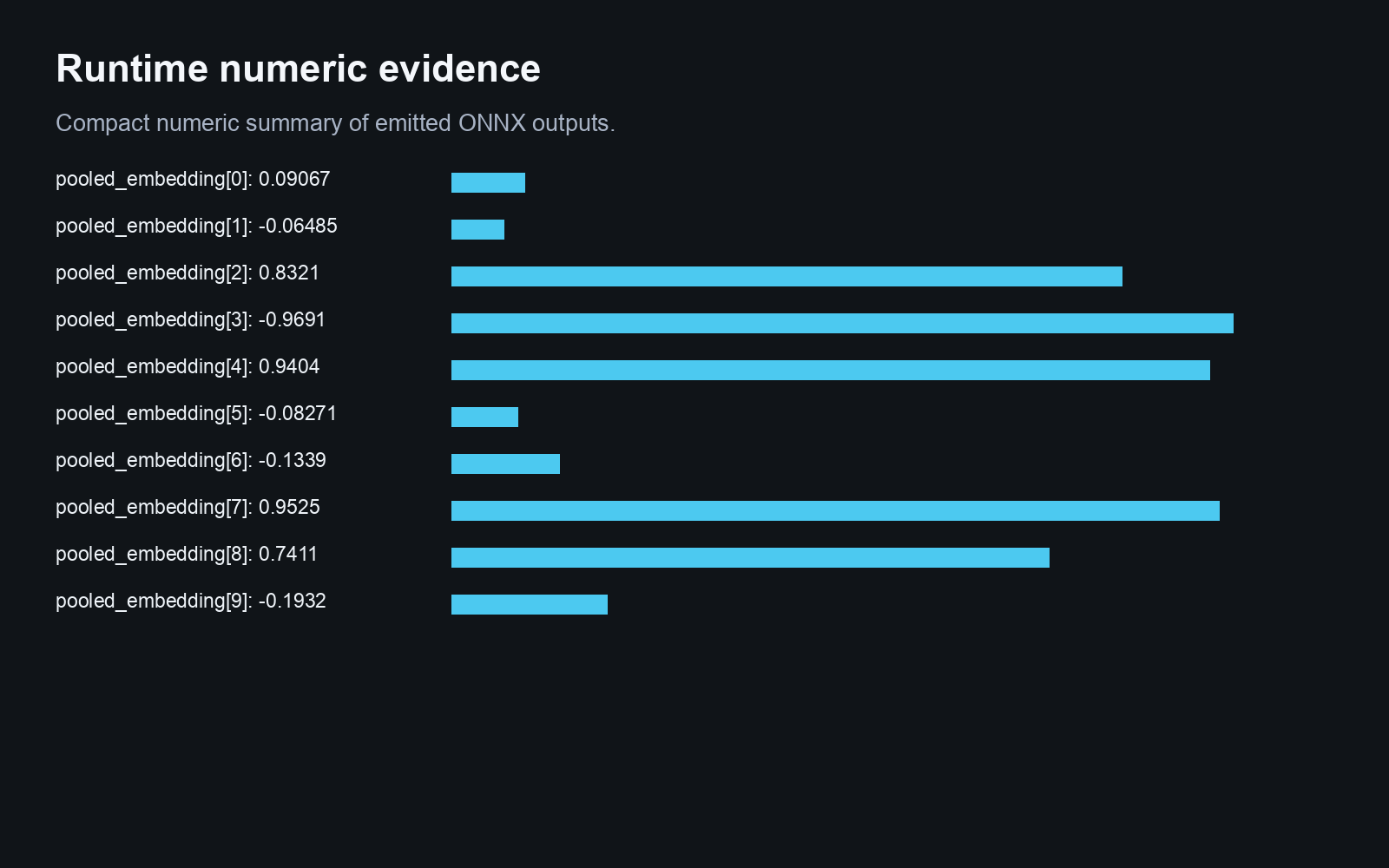 Runtime numeric evidence