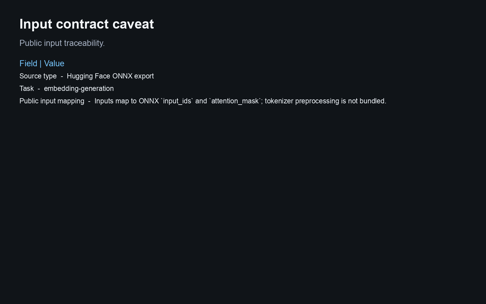 Input contract caveat